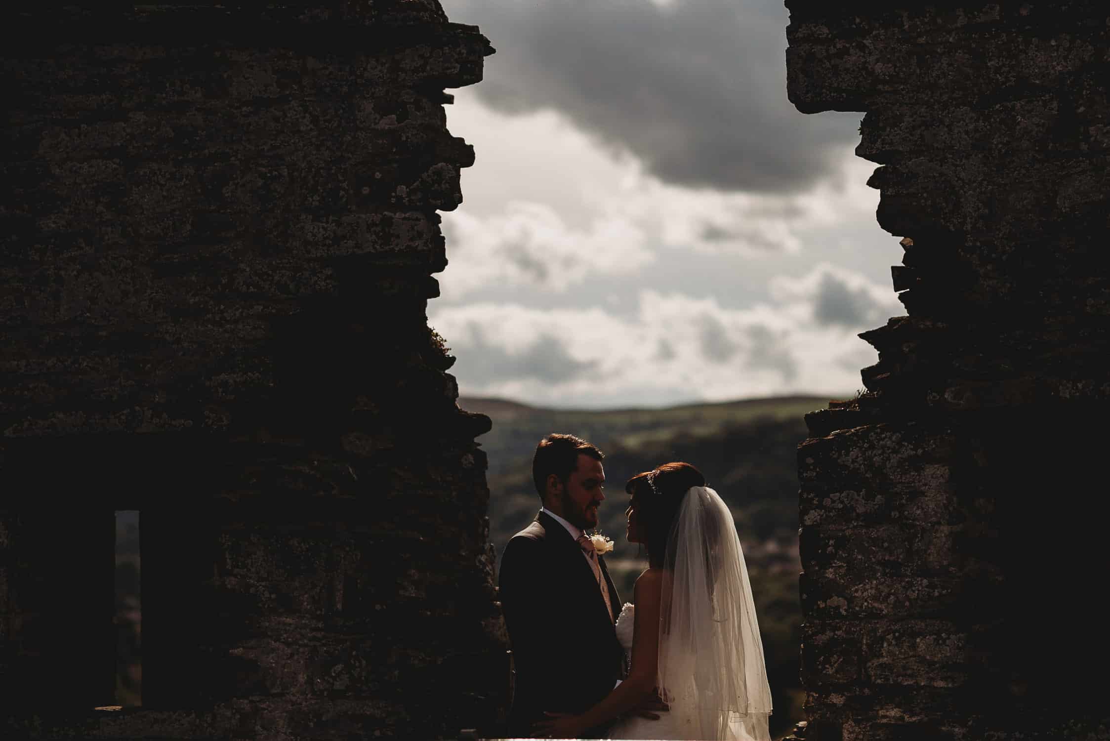 bride and groom at Conwy Castle