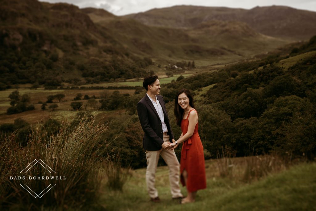 A Singapore couple's scenic wedding anniversary photos at the base of Snowdon