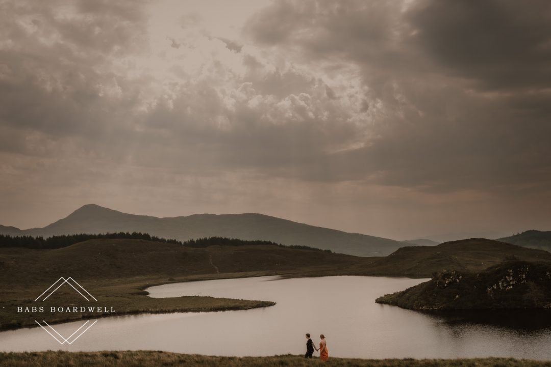 post-wedding adventure by a glacier lake