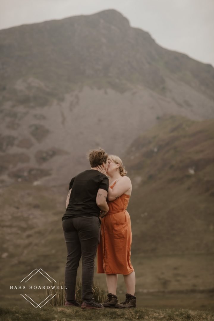 post-wedding adventure by a glacier lake