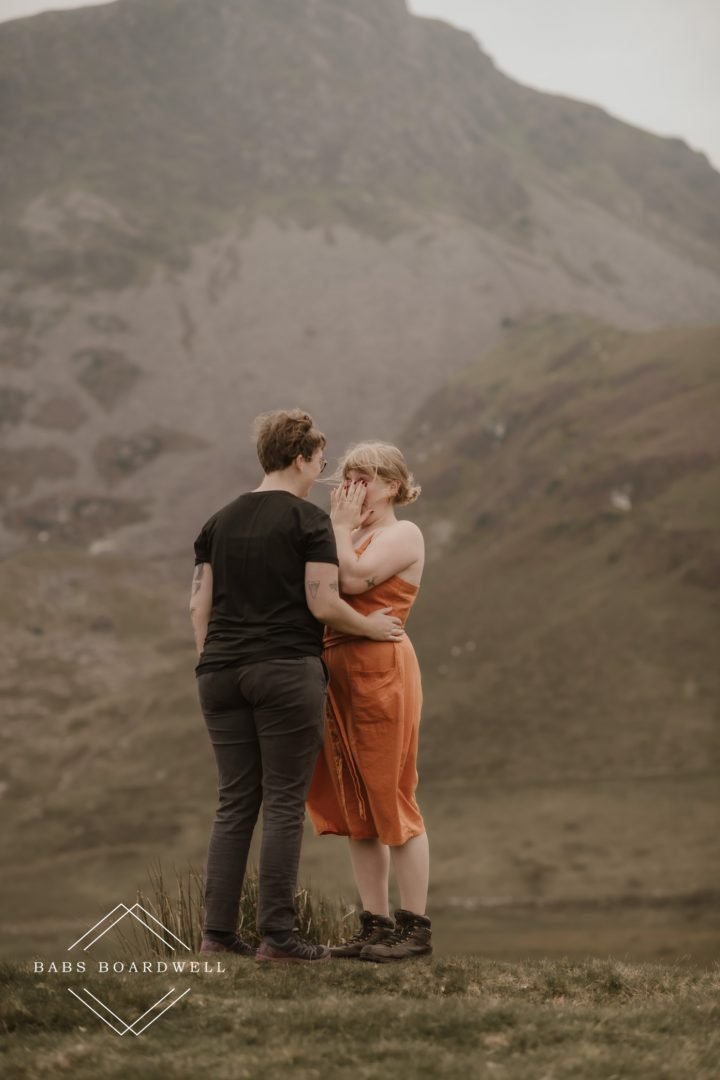 post-wedding adventure by a glacier lake