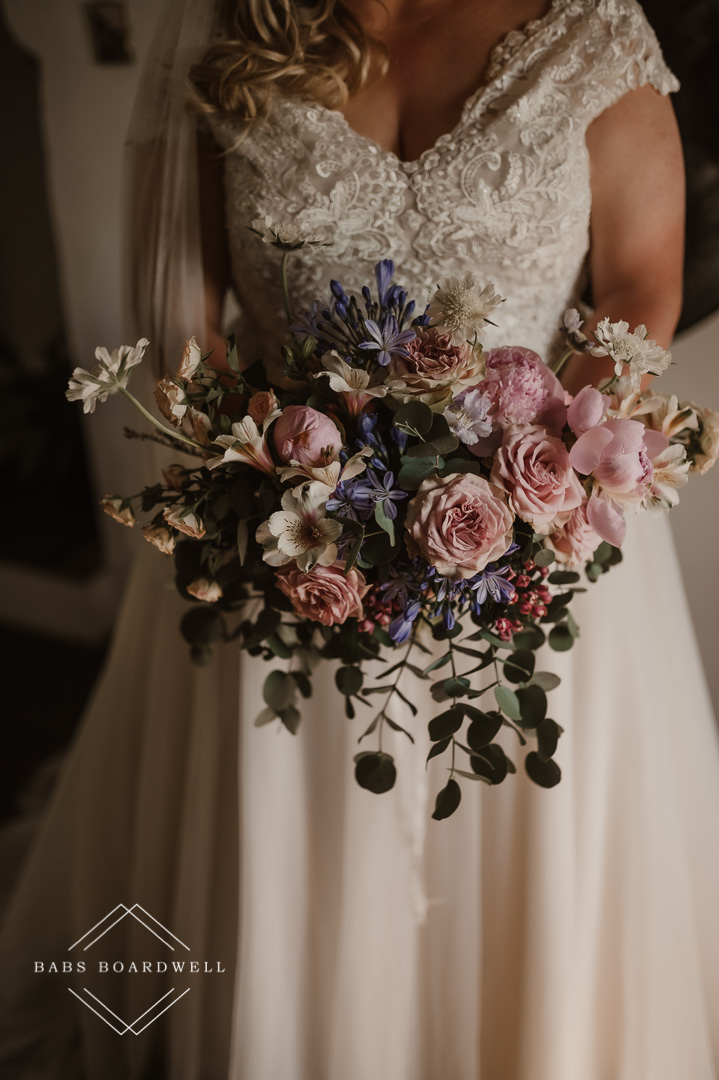 close-ups of wedding flowers at Plas Gwyn Country House by North Wales Wedding & Elopement Photographer