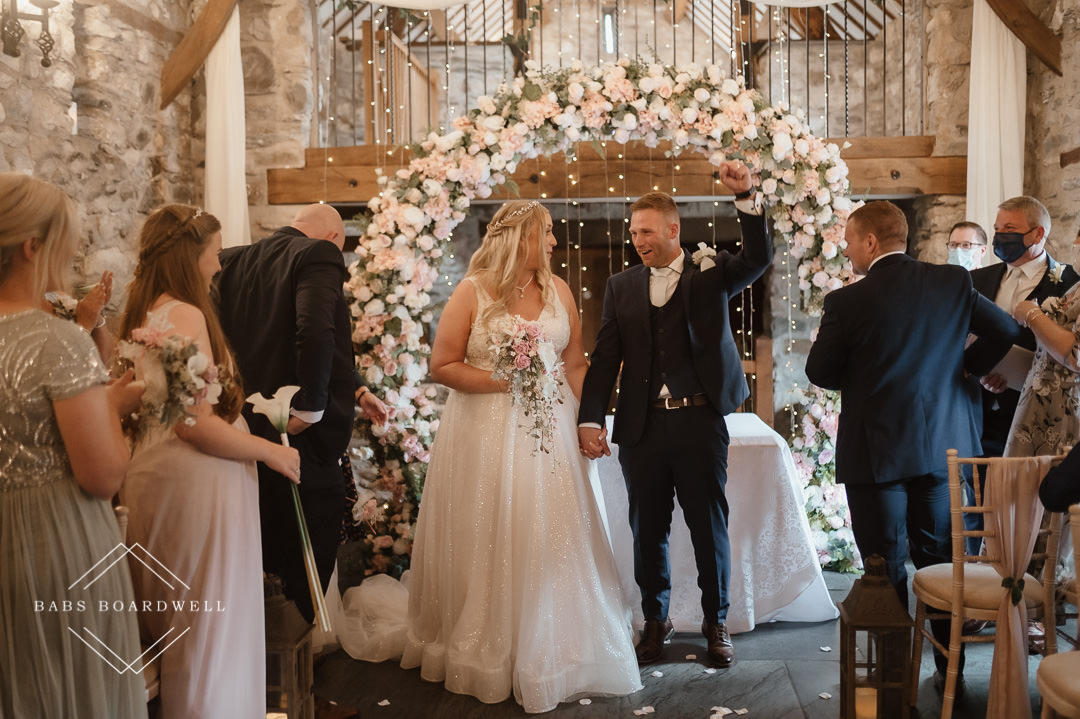 Relaxed wedding photography at Plas Isaf farm country barn