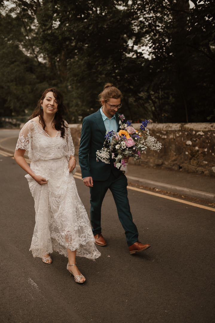 Llangollen Elopement with a vintage dress