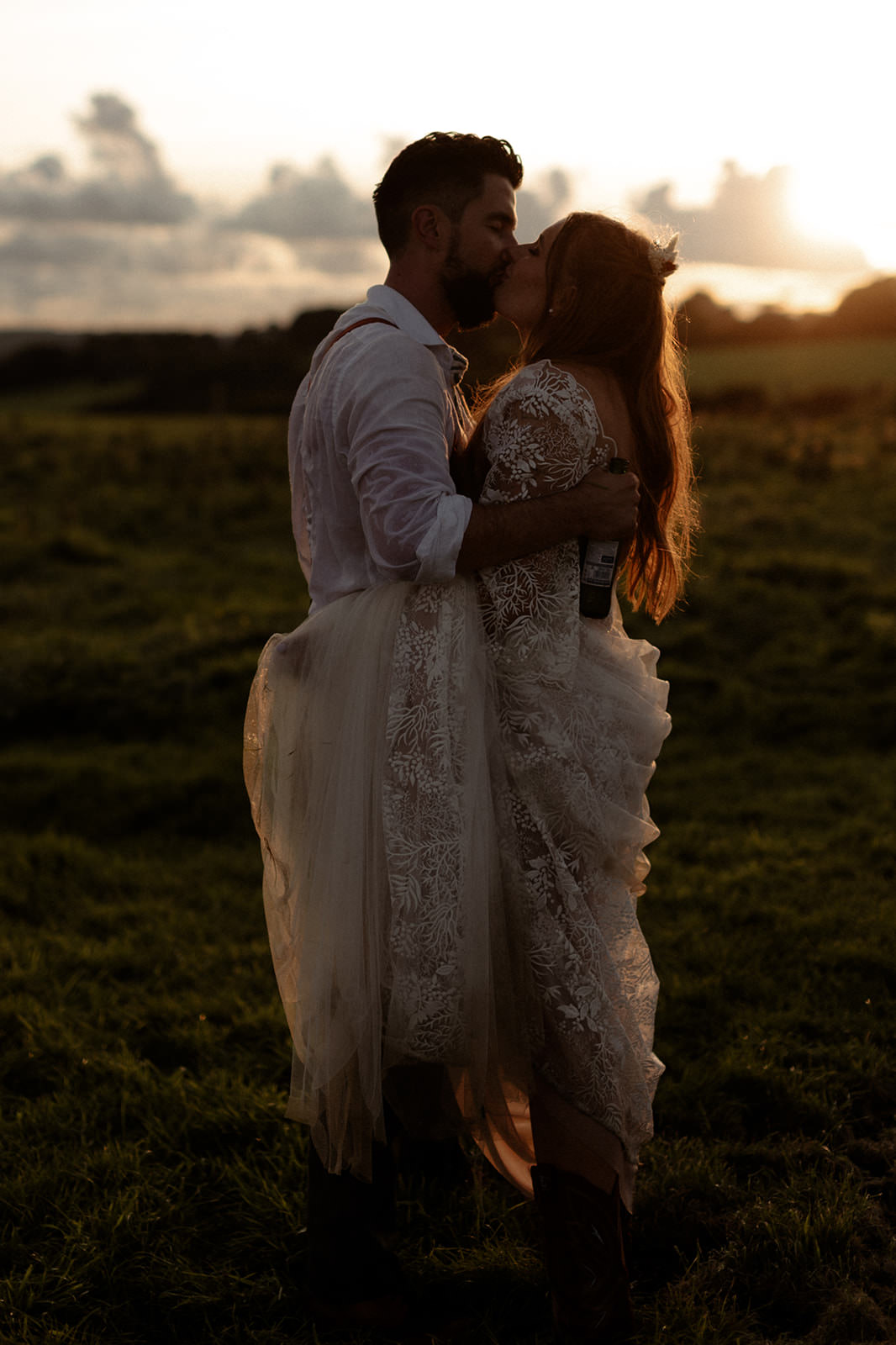 Wales Wedding Photography | couple on their wedding day at sunset