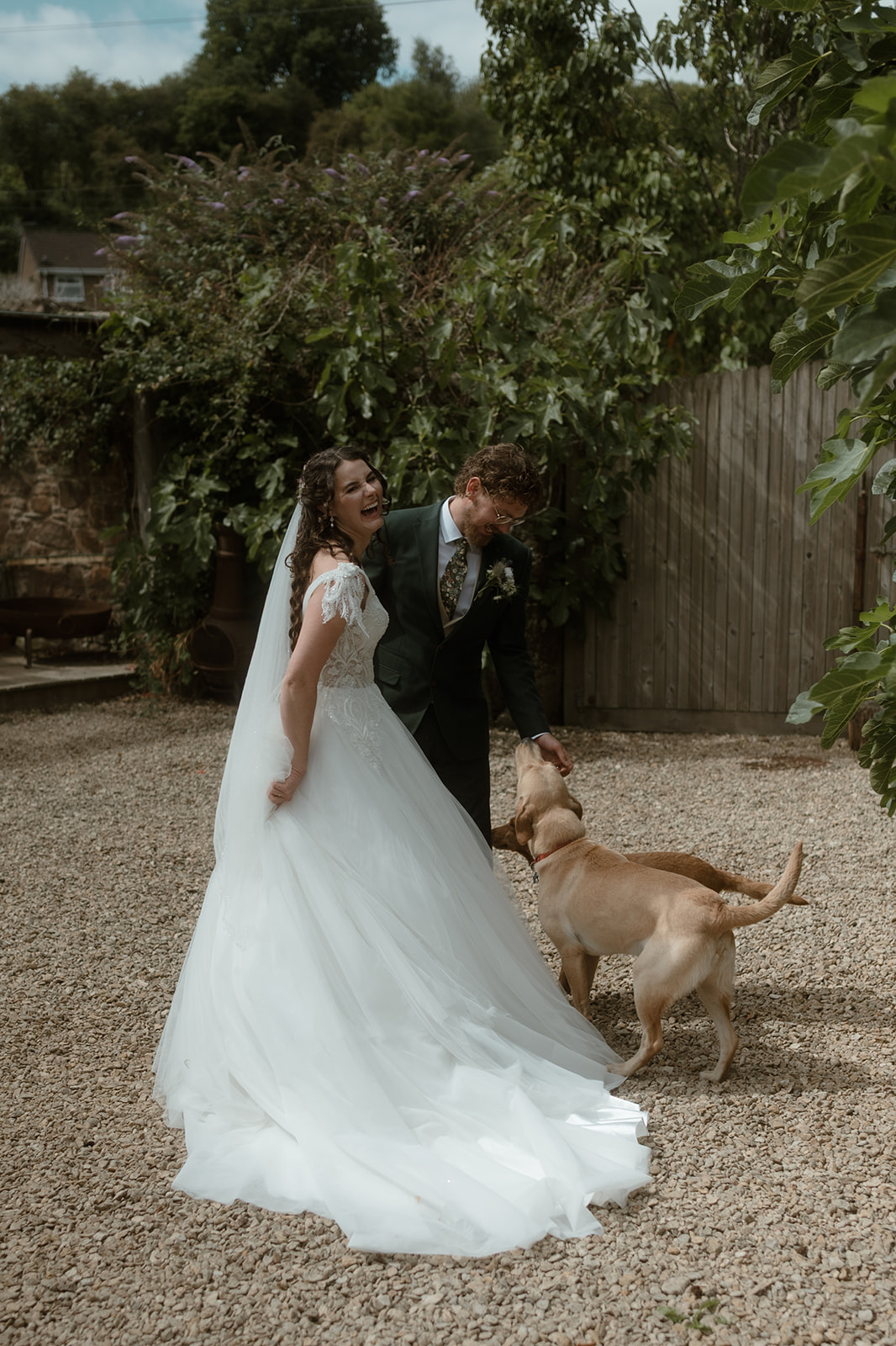 portrait of couple with their dogs