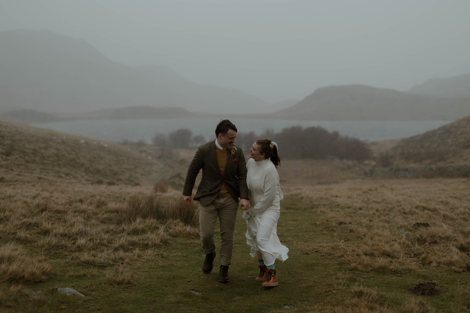 couple just before exchanging their vows on their elopement day in North Wales